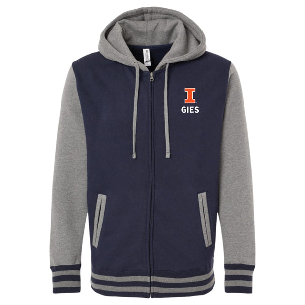 Gies College of Business: Heavyweight Varsity Full-Zip Hooded Sweatshirt